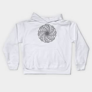 Floral Spiral Mandala Line Art Kids Hoodie